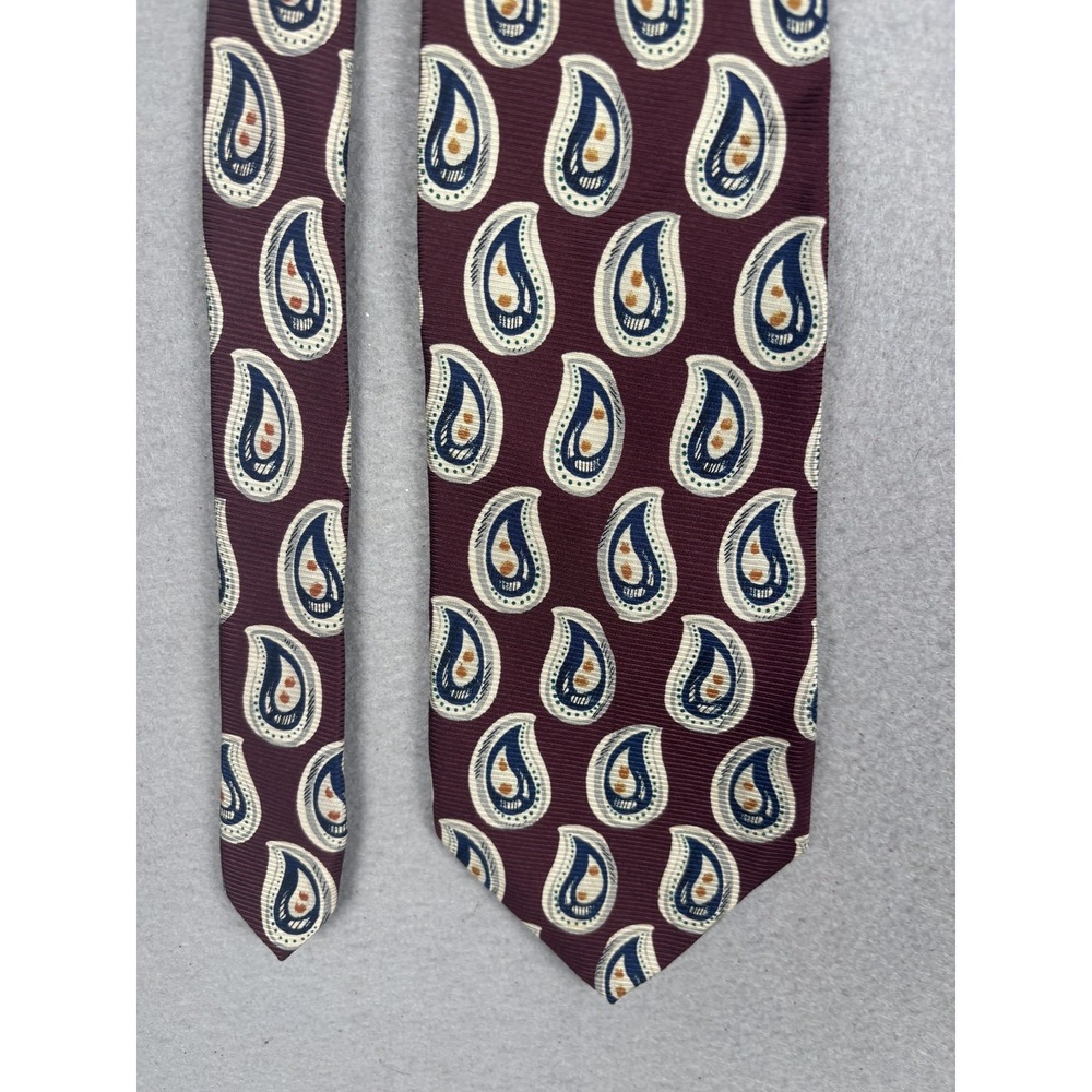 Robert Talbott Tie Mens One Size Red Paisley Silk Jacquard Made USA Hand Sewn